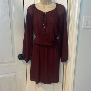 White House Black Market burgundy blouson dress- XS